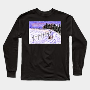 WALKING THE DOG IN NORMANS FIELD Long Sleeve T-Shirt